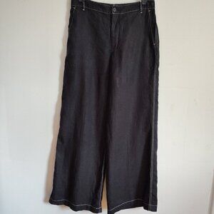 Ladies SZ 2 Madewell Black Zoe Linen Wide-Leg Pant